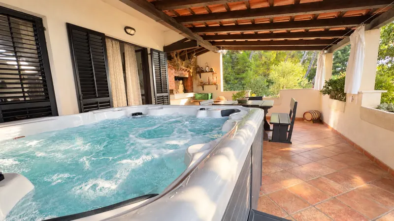 New hot tub with water jets running