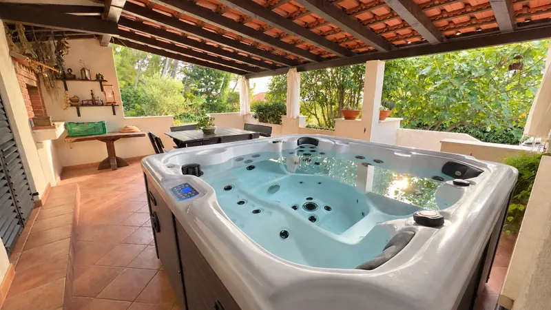 New hot tub on the covered terrace